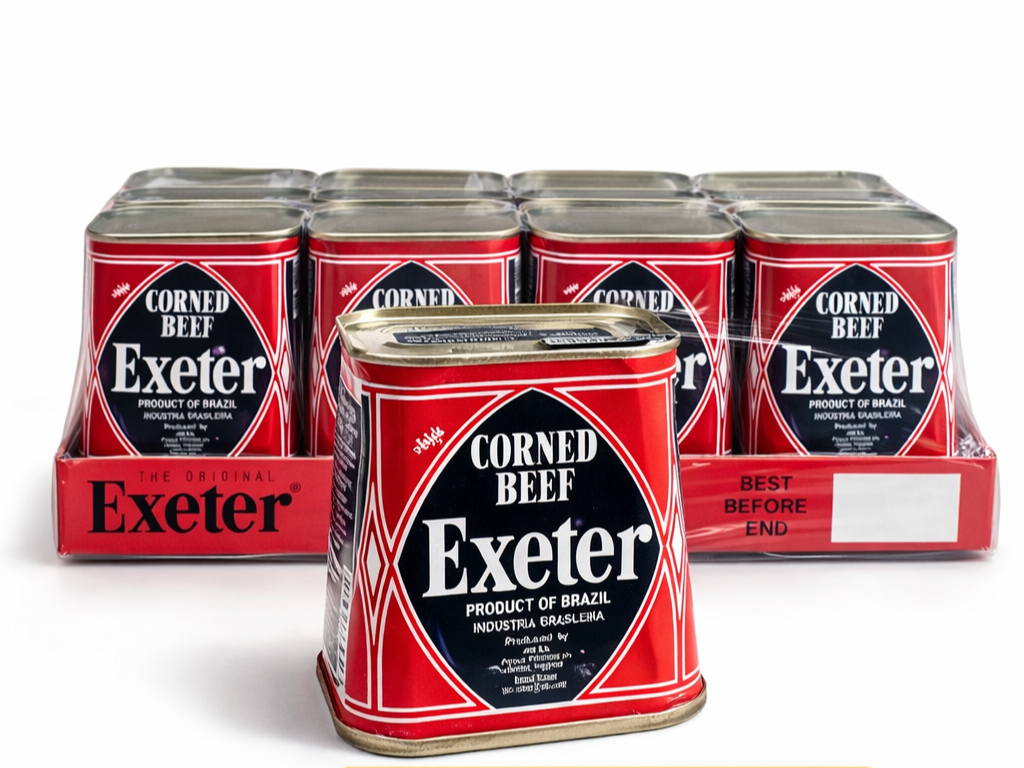 Carton de corned beef Exeter pour stockage et vente