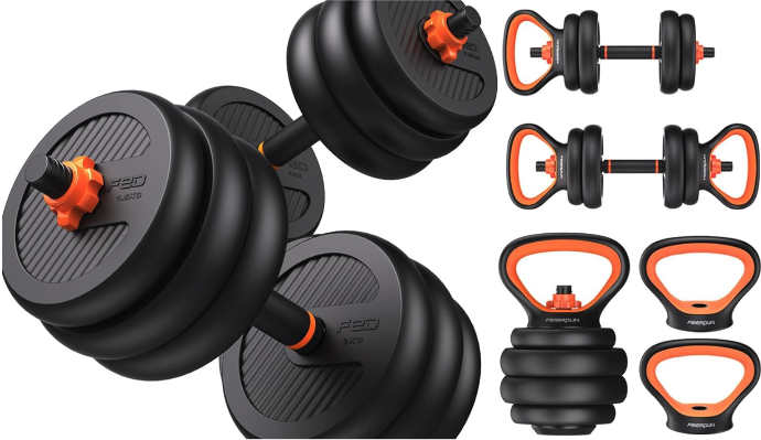 dumbbells orange black
