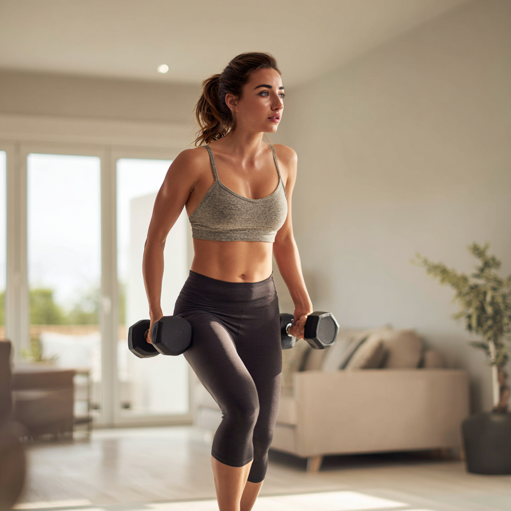 woman holding dumbbells