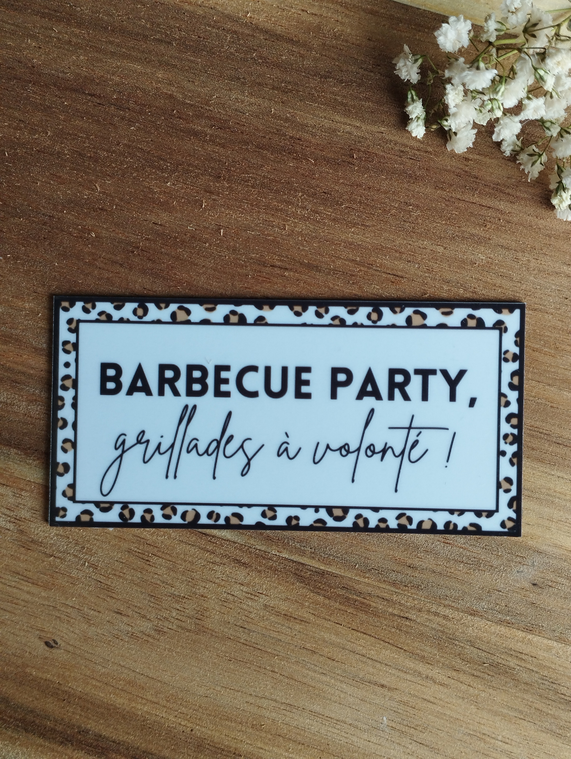 Magnet à message raffiné - Barbecue party beige