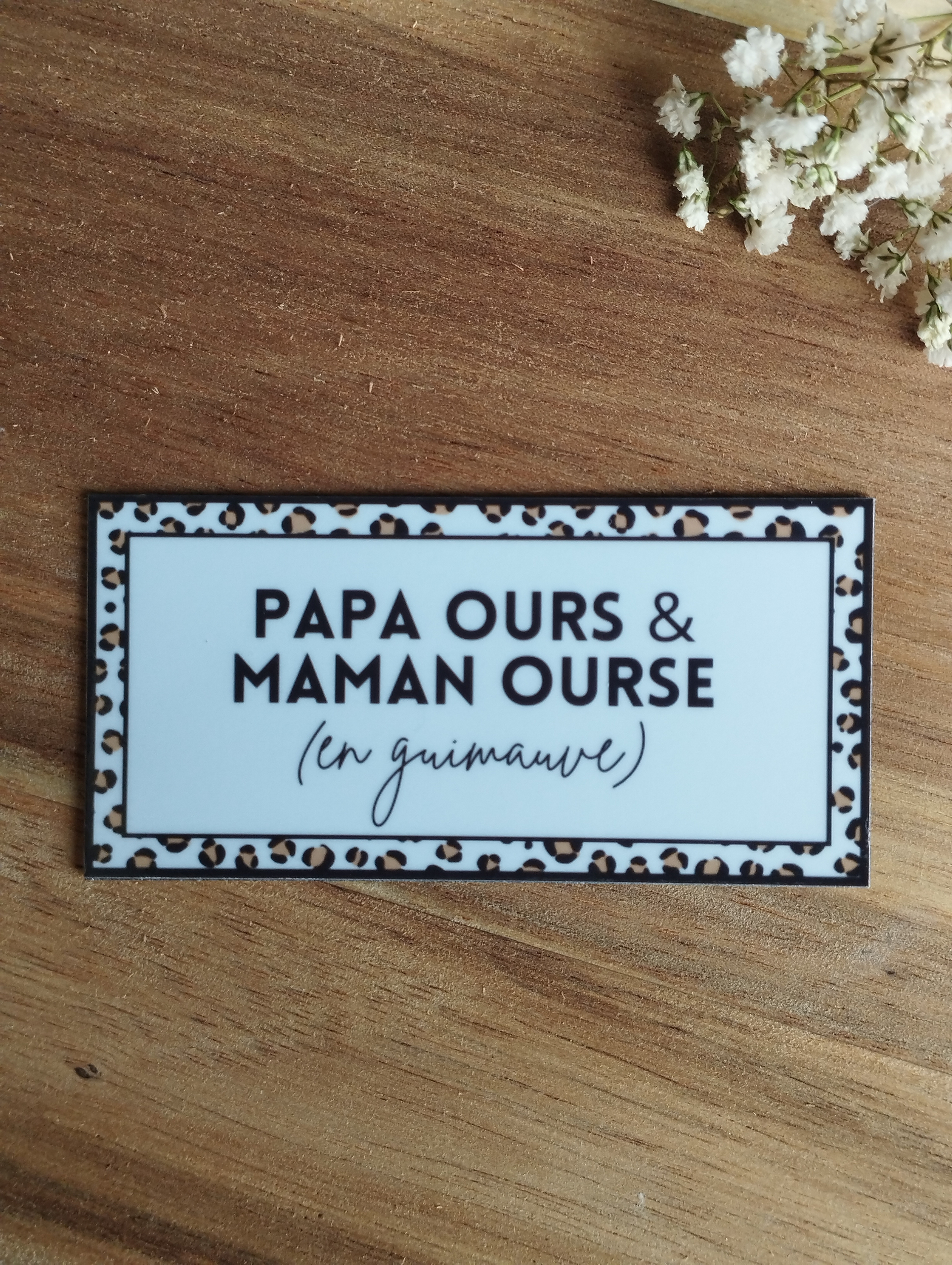 Magnet à message raffiné - papa ours et maman ourse beige