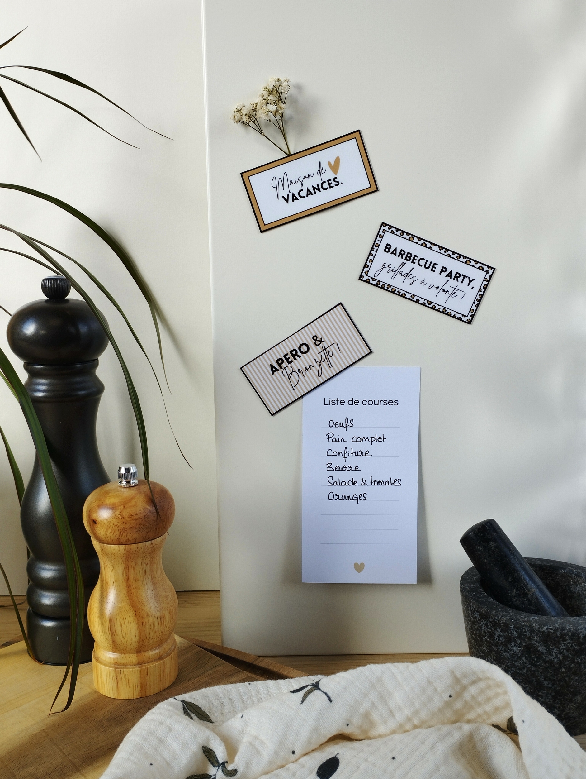 Magnets à messages originaux Maison de vacances beige_V2