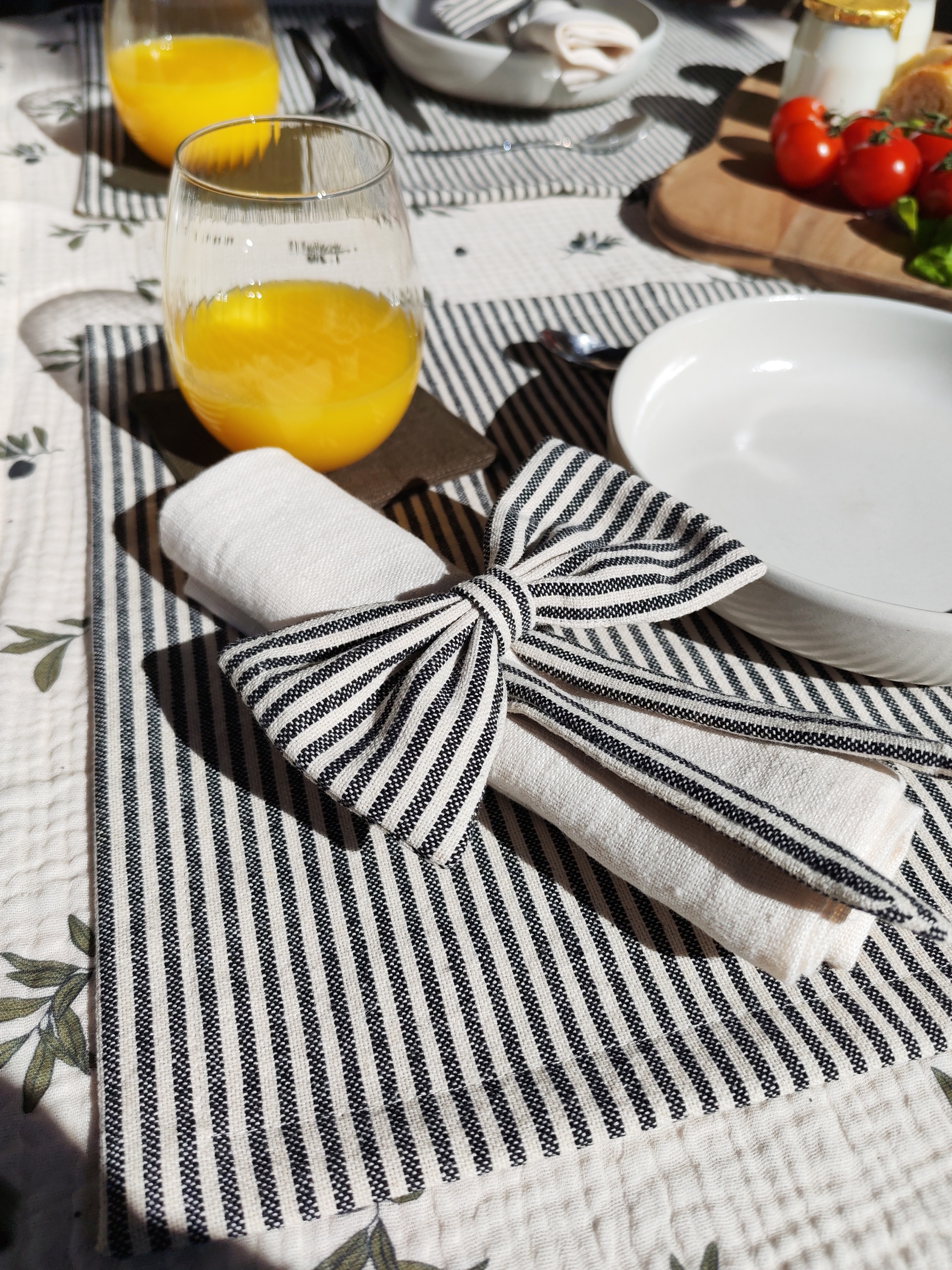 Rond de serviette en coton rayé