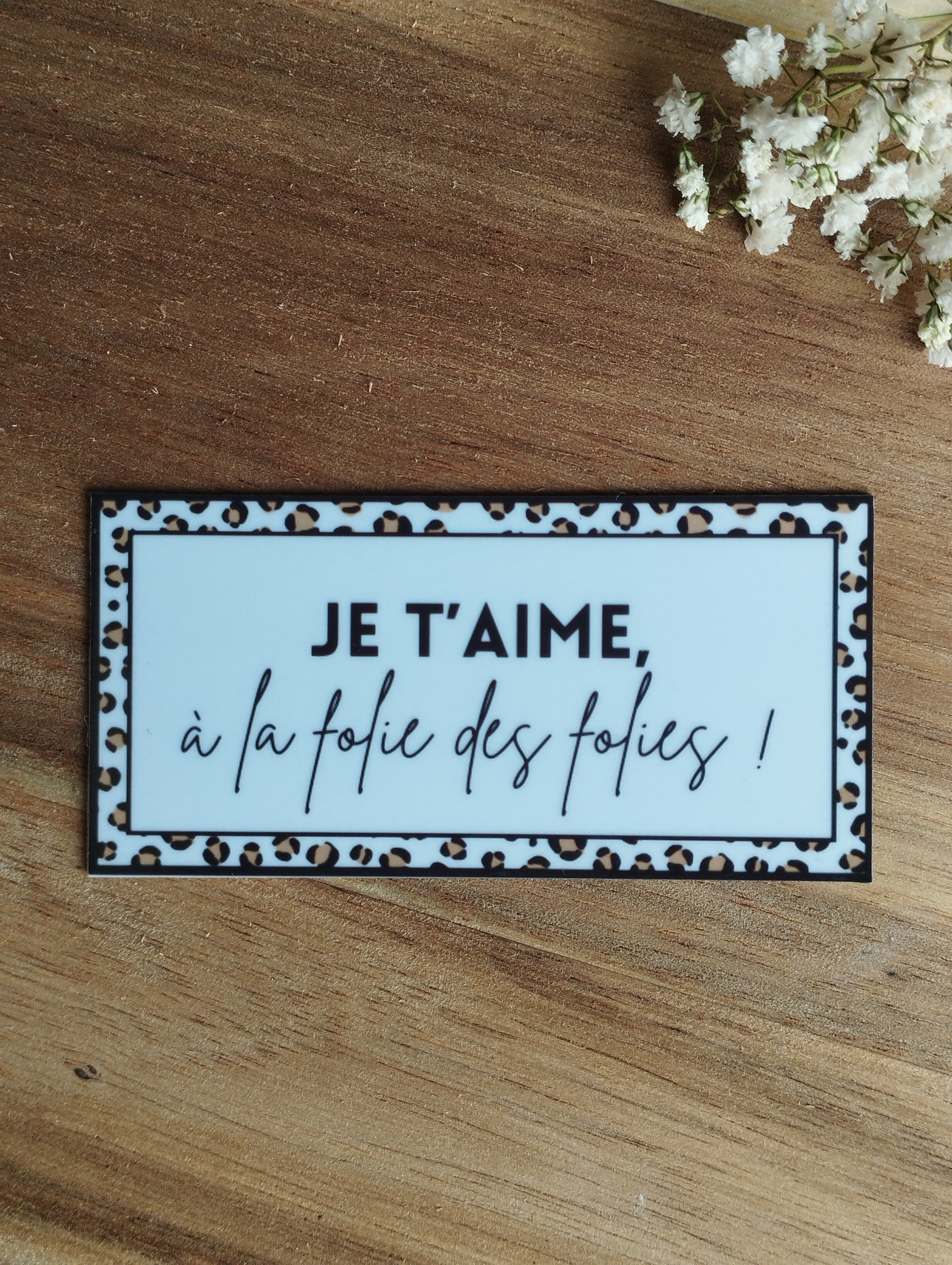 Magnet à message raffiné - Je taime à la folie des folies beige