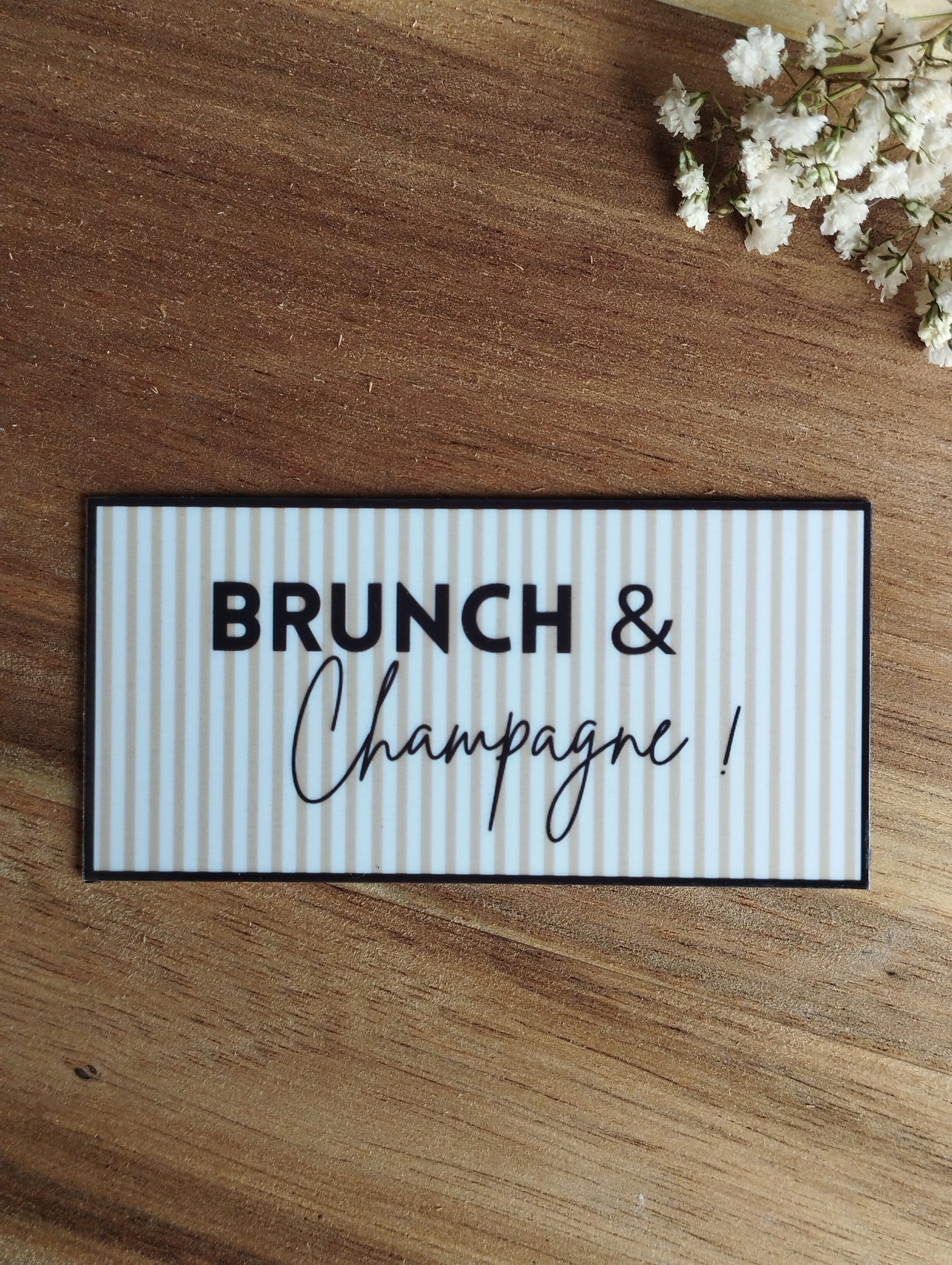 Magnet à message raffiné - Brunch et champagne beige