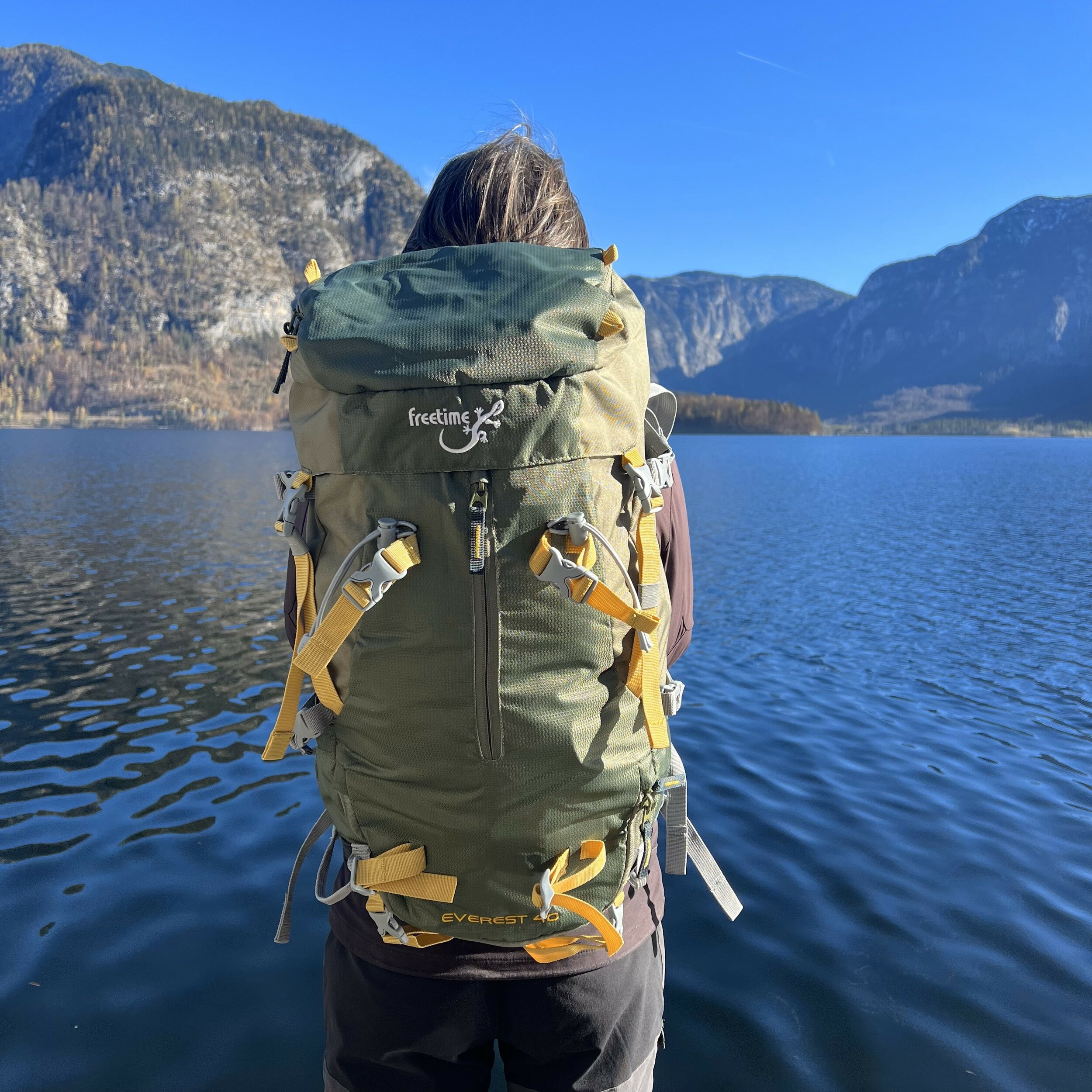 Sac à dos randonnée 40 litres unisexe Freetime Everest 40 Vert kaki Jaune (1)