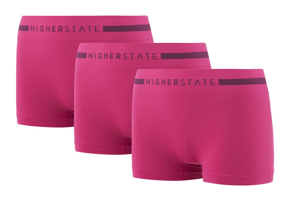 Sous-vêtement mini-short de sport sans couture lot de 3 pièces femme Higher State Rose 1