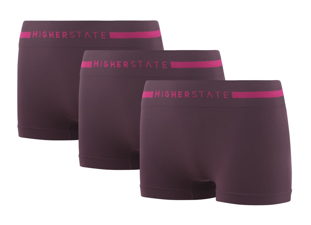 Sous-vêtement mini-short de sport sans couture lot de 3 pièces femme Higher State Violet foncé Rose (1)