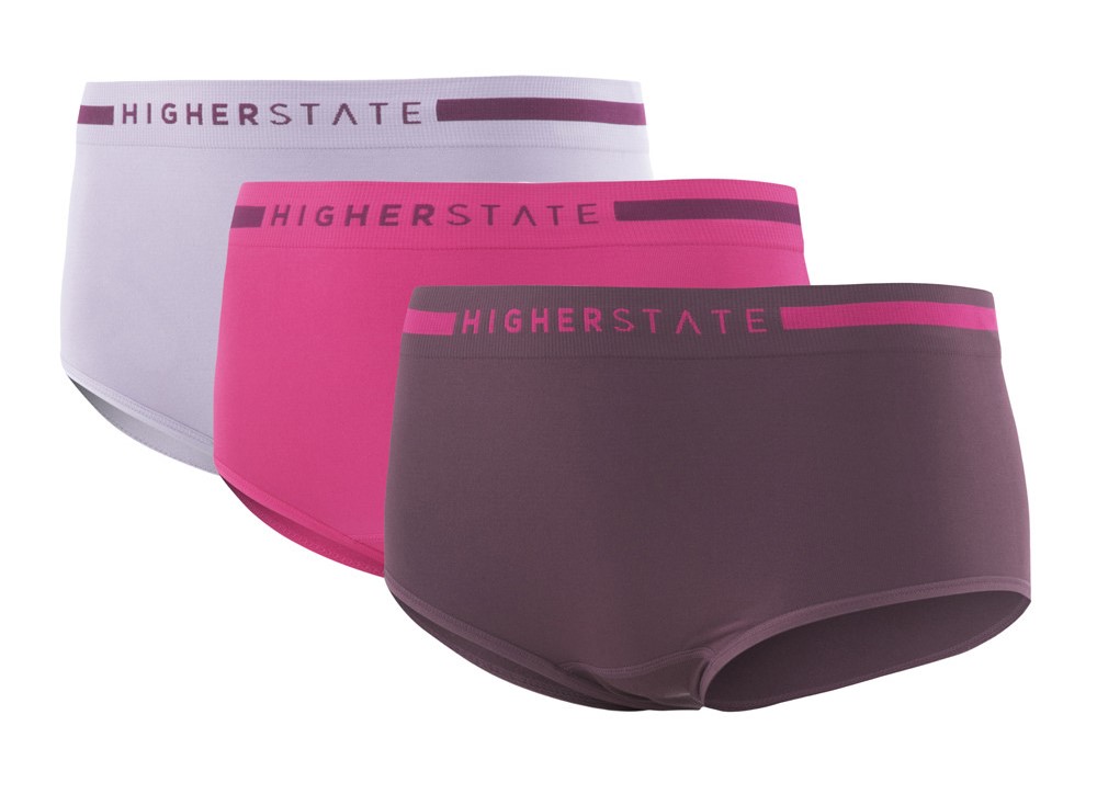 Sous-vêtement culotte de sport sans couture lot de 3 pièces femme Higher State Assemblage trois couleurs Violet Rose Lila