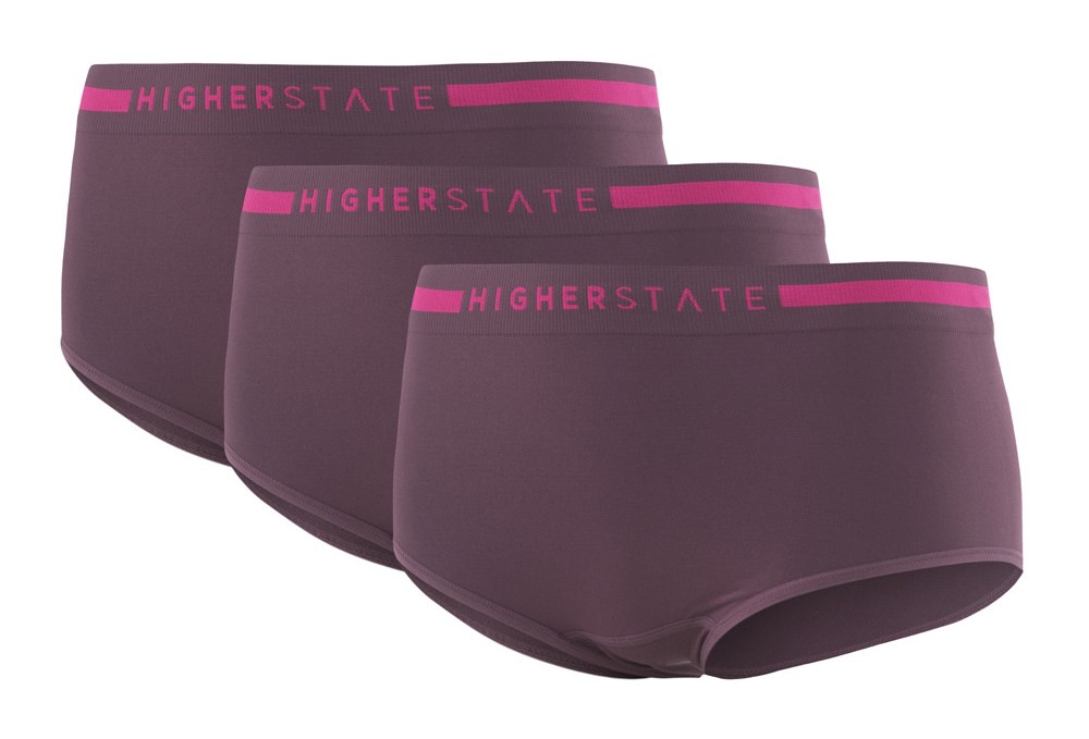 Sous-vêtement culotte de sport sans couture lot de 3 pièces femme Higher State Violet Rose (1)