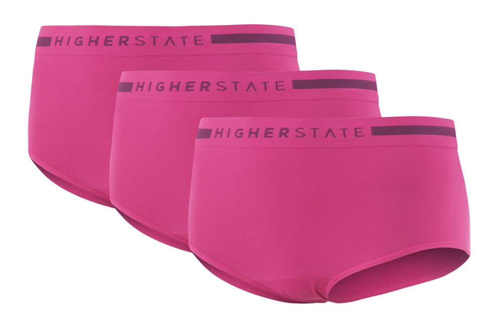 Sous-vêtement culotte de sport sans couture lot de 3 pièces femme Higher State Rose (1)