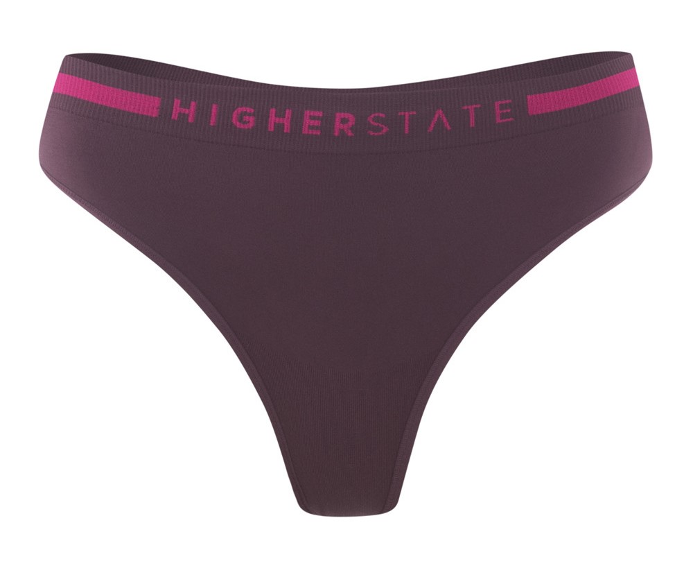 Sous-vêtement string de sport sans couture lot de 3 pièces femme Higher State Violet Rose (3)