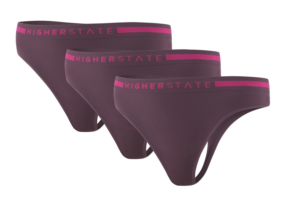 Sous-vêtement string de sport sans couture lot de 3 pièces femme Higher State Violet Rose (1)