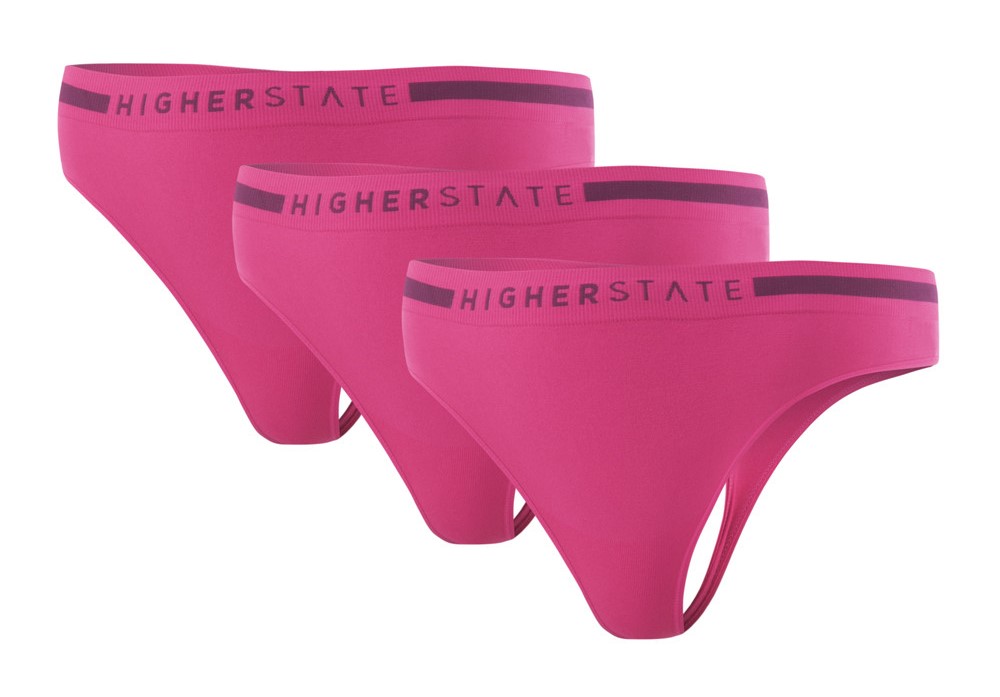Sous-vêtement string de sport sans couture lot de 3 pièces femme Higher State Rose (1)