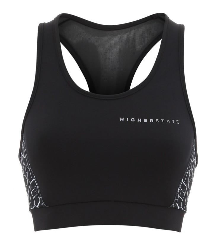Brassière de sport à empiècements imprimés respirante femme Higher State Noir Blanc V2 (8)
