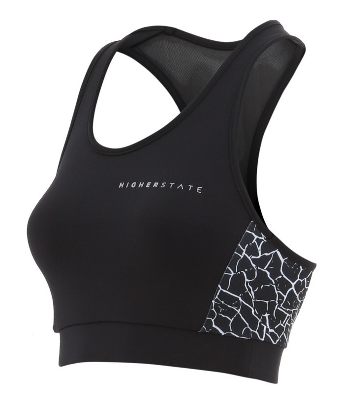 Brassière de sport à empiècements imprimés respirante femme Higher State Noir Blanc V2 (6)