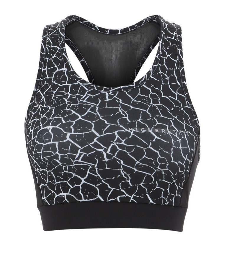 Brassière de sport à empiècements imprimés respirante femme Higher State Noir Blanc V2 (2)