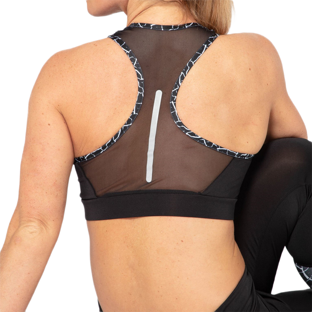Brassière de sport à empiècements imprimés respirante femme Higher State Noir Blanc V2 (1)