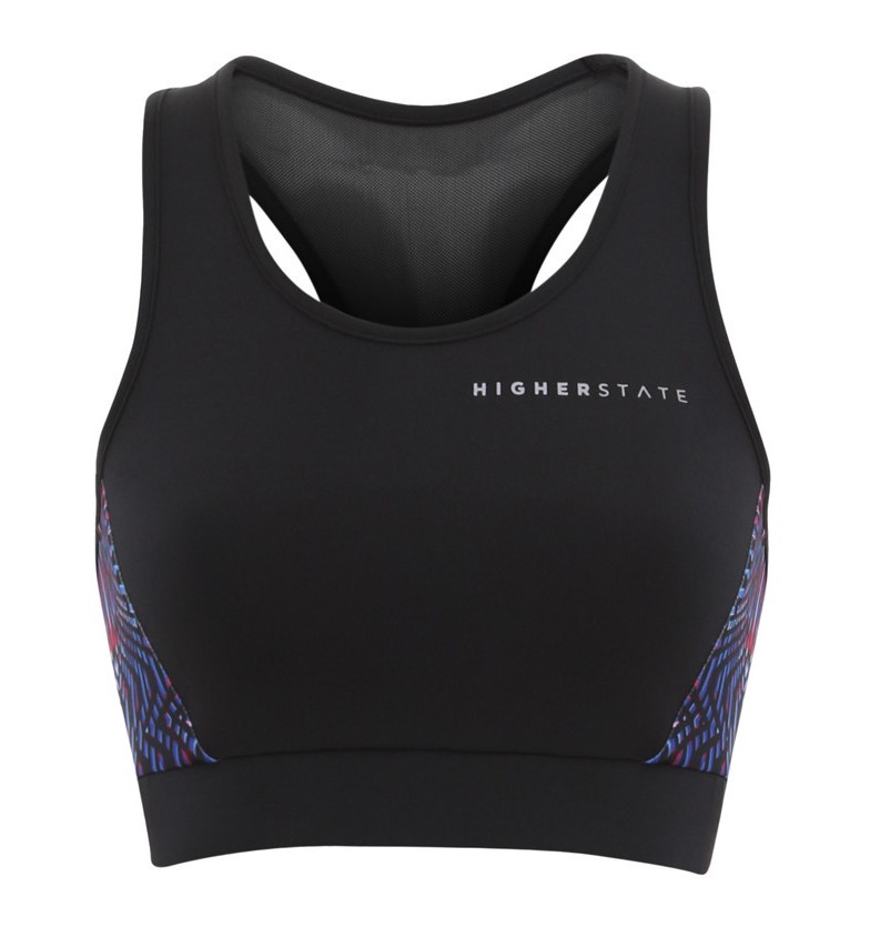 Brassière de sport à empiècements imprimés respirante femme Higher State Noir Violet (2)
