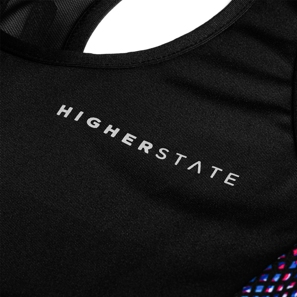 Brassière de sport à empiècements imprimés respirante femme Higher State Noir Violet (4)