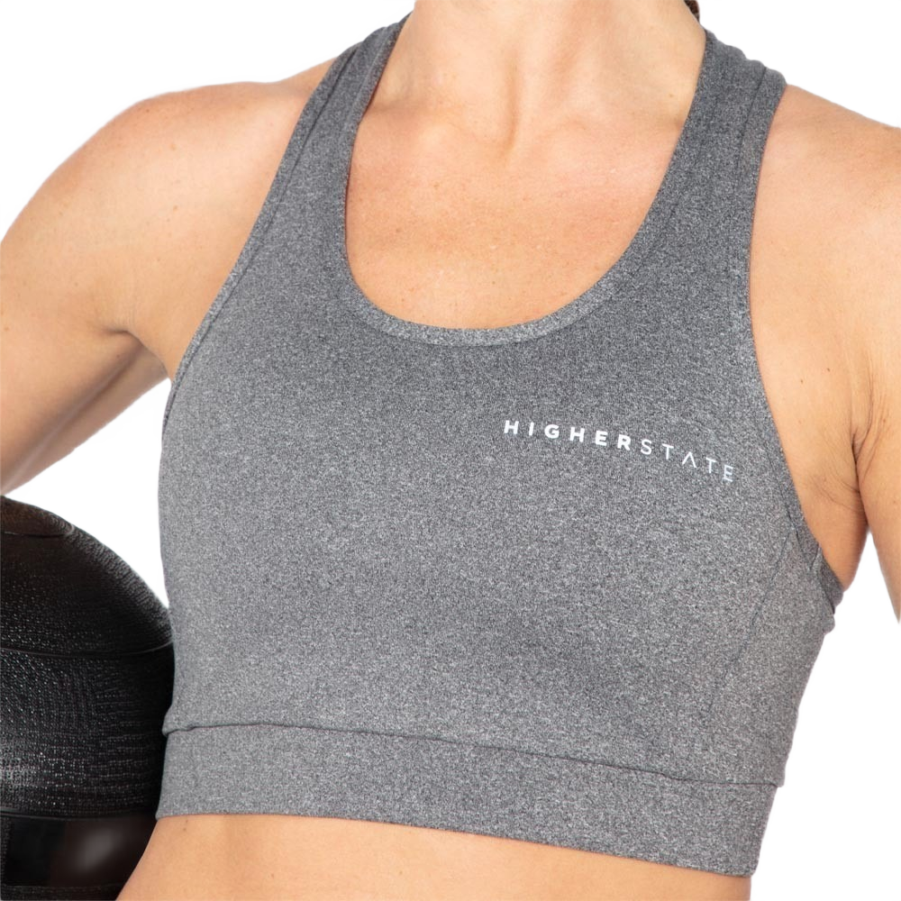 Brassière de sport légère et respirante avec bande réfléchissante femme Higher State Gris (2)