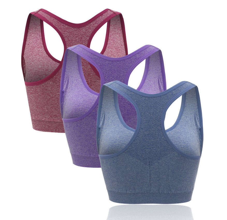 Brassière de sport faible en coutures avec soutien - lot de 3 pièces femme Higher State Rouge Violet Bleu (3)