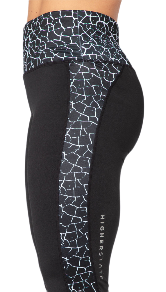 Collant de sport femme à empiècements imprimés Higher State Noir Blanc (1)