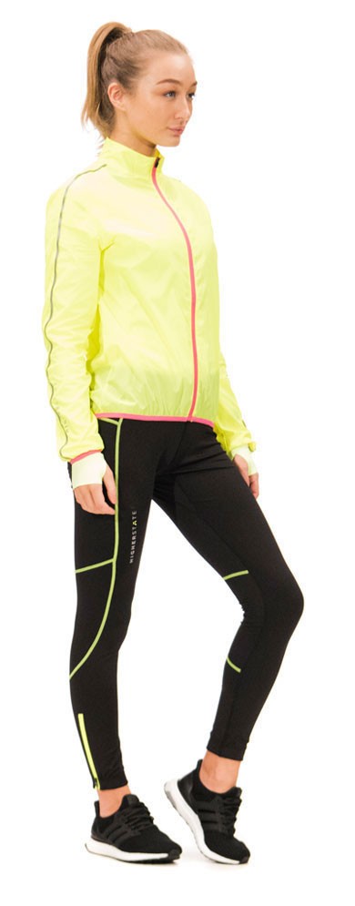 Collant de running femme 1-4 zip léger et respirant Higher State Noir Jaune (2)