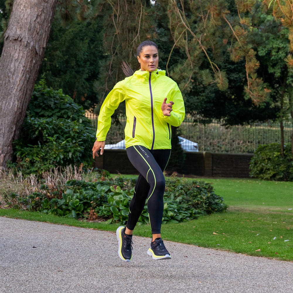 Collant de running femme 1-4 zip léger et respirant Higher State Noir Jaune (4)