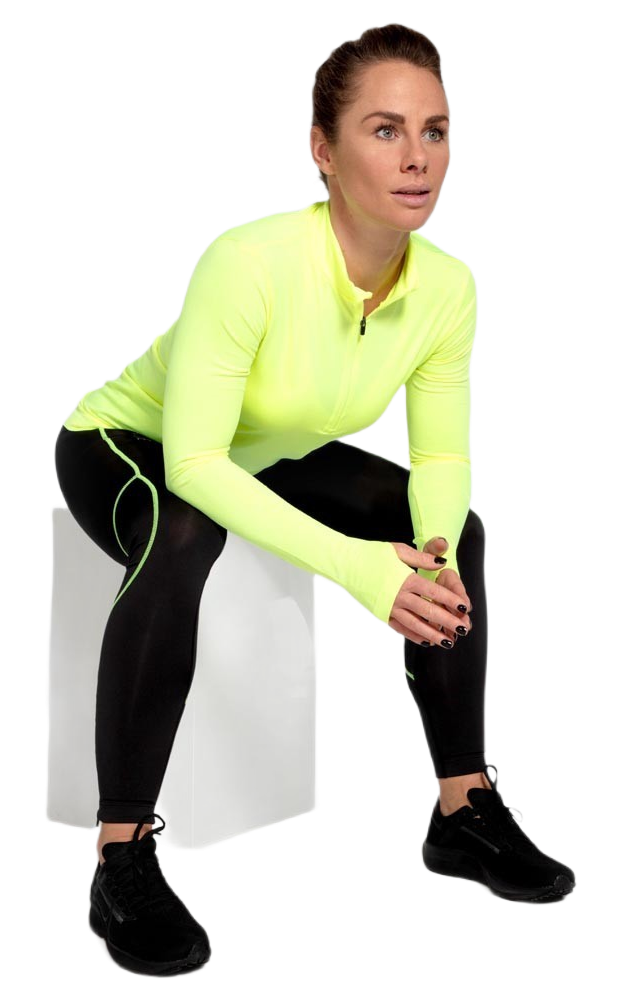 Collant de running femme 1-4 zip léger et respirant Higher State Noir Jaune (5)