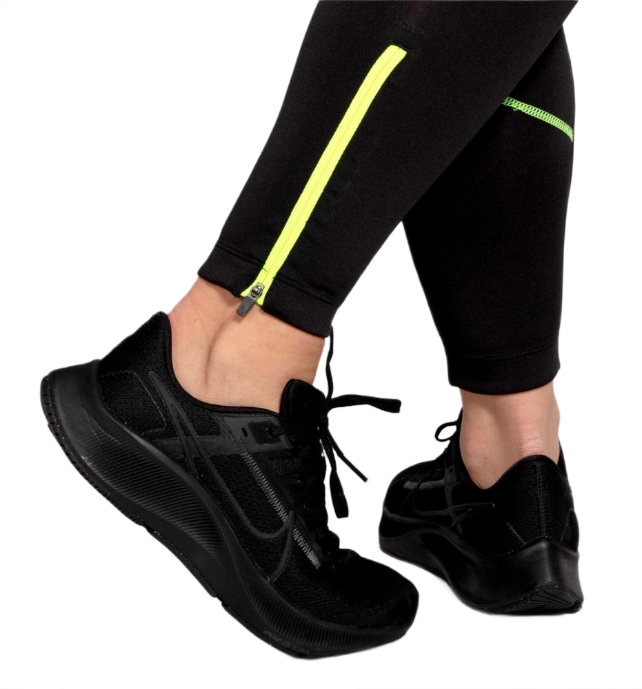Collant de running femme 1-4 zip léger et respirant Higher State Noir Jaune (4)