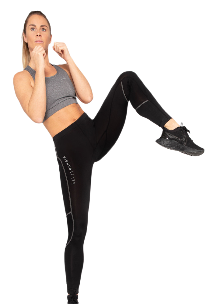 Collant de running femme 1-4 zip léger et respirant Higher State Noir Gris (1)