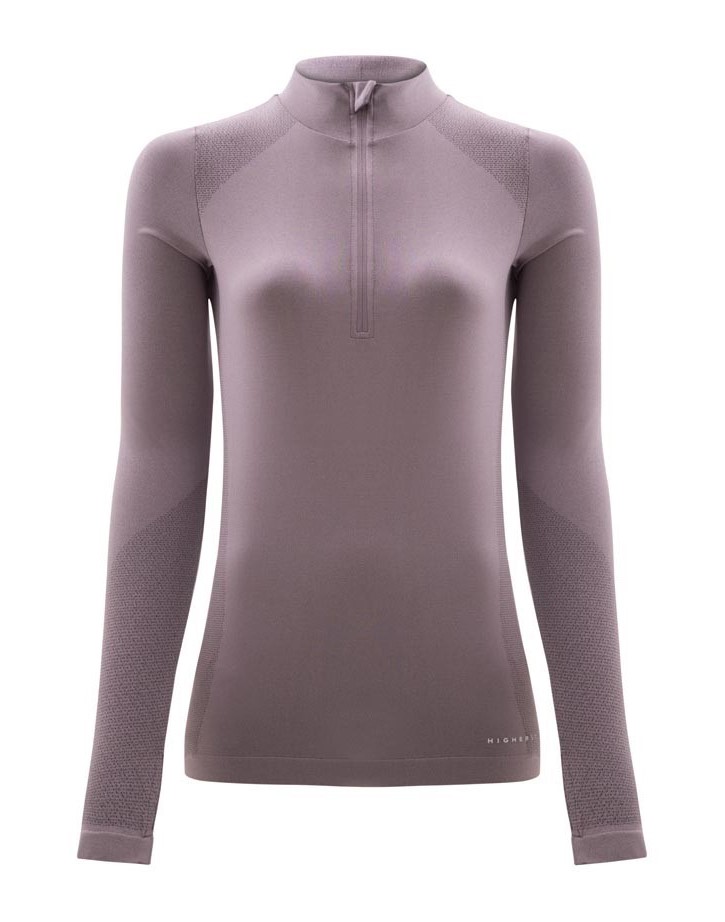 Tee-shirt à manches longues de sport 1-4 zip respirant et proche du corps femme Higher State Violet lila (2)