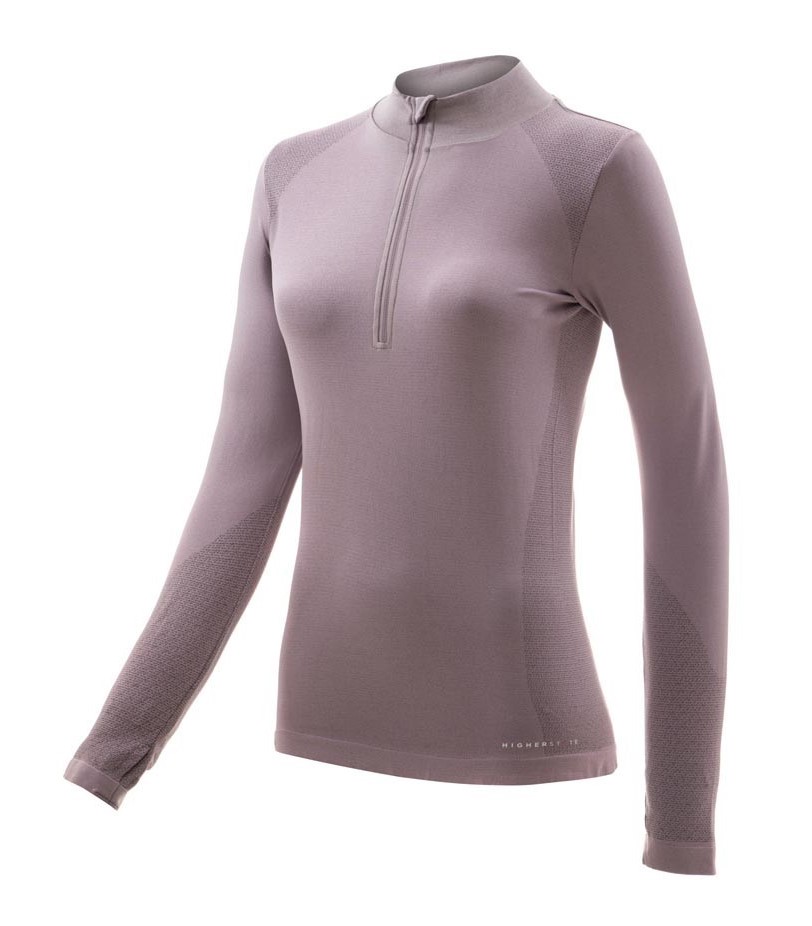 Tee-shirt à manches longues de sport 1-4 zip respirant et proche du corps femme Higher State Violet lila (1)