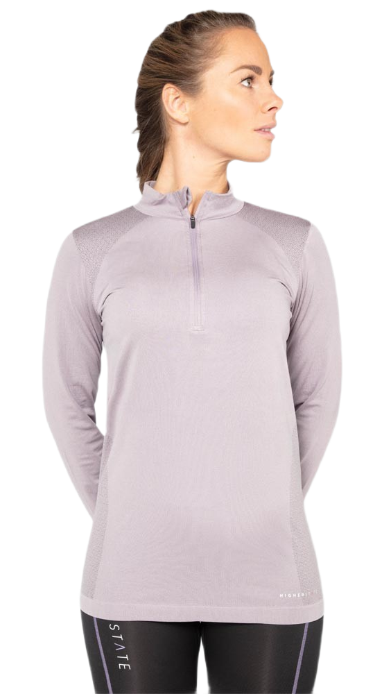 Tee-shirt à manches longues de sport 1-4 zip respirant et proche du corps femme Higher State Violet lila (1)