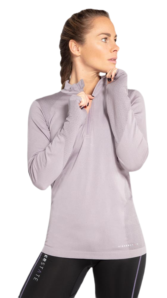 Tee-shirt à manches longues de sport 1-4 zip respirant et proche du corps femme Higher State Violet lila (3)