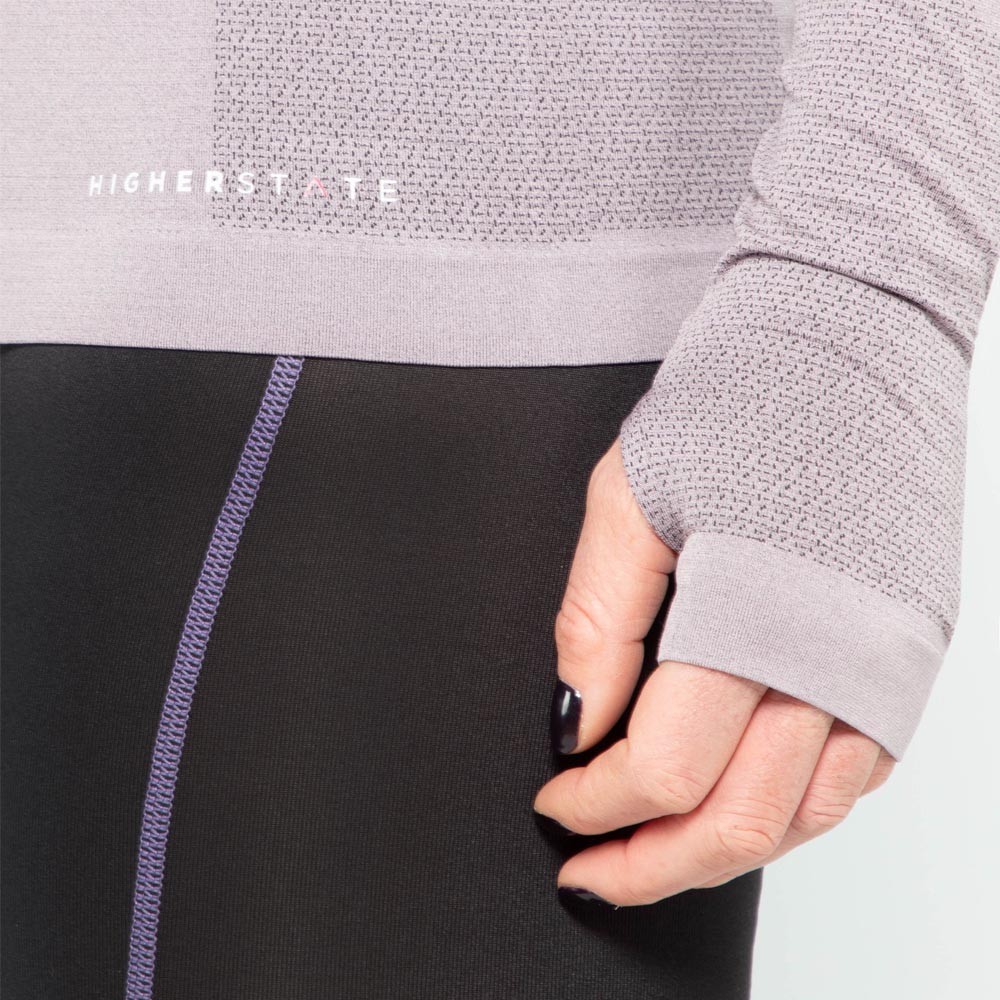 Tee-shirt à manches longues de sport 1-4 zip respirant et proche du corps femme Higher State Violet lila (6)