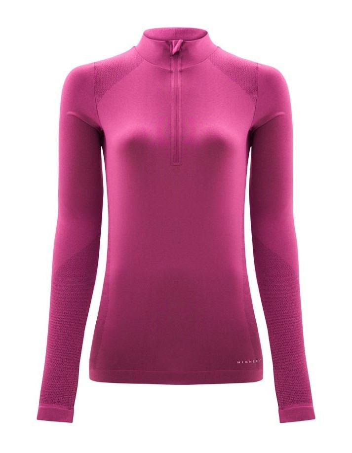 Tee-shirt à manches longues de sport 1-4 zip respirant et proche du corps femme Higher State Rose (2)