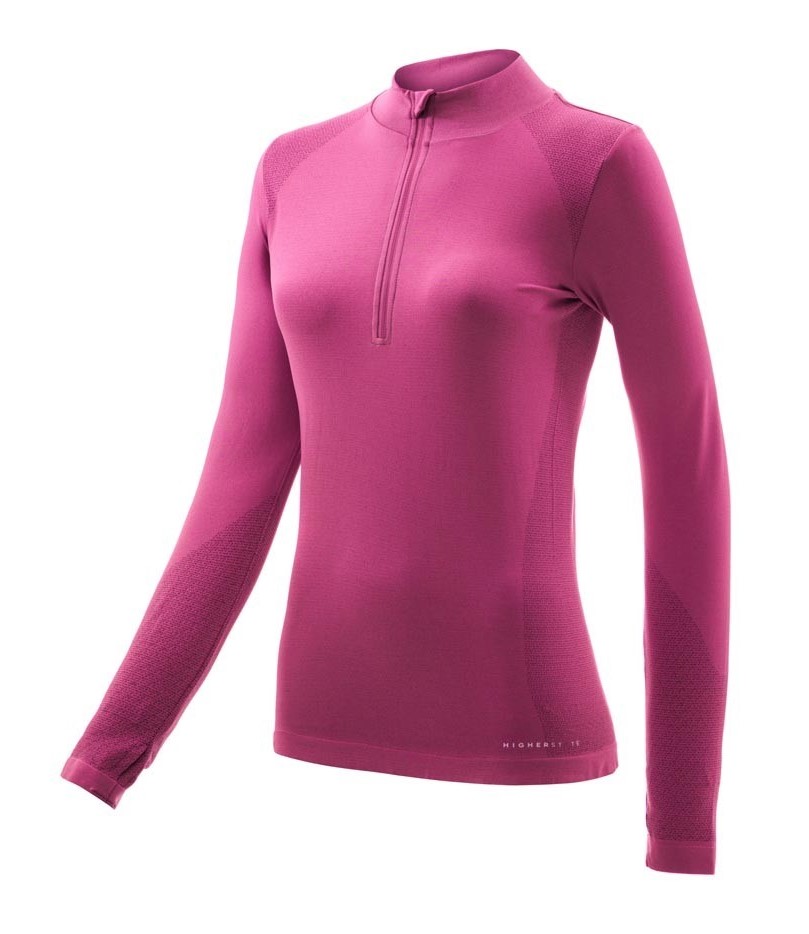 Tee-shirt à manches longues de sport 1-4 zip respirant et proche du corps femme Higher State Rose (1)