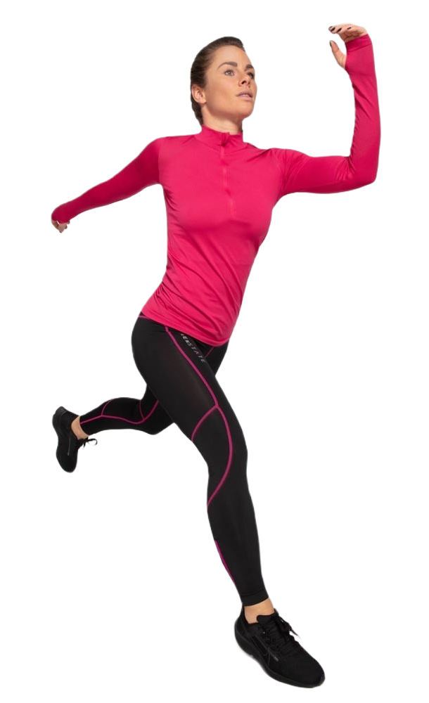 Tee-shirt à manches longues de sport 1-4 zip respirant et proche du corps femme Higher State Rose (1)