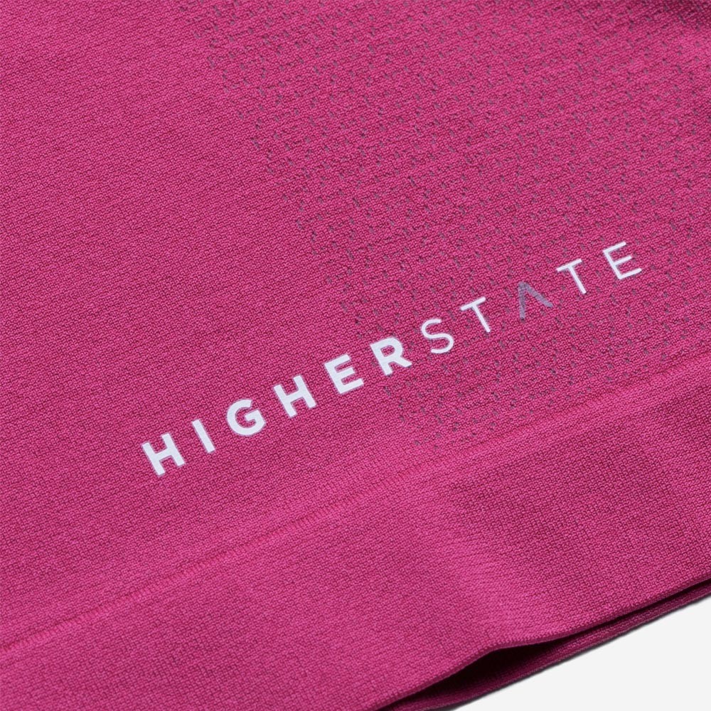 Tee-shirt à manches longues de sport 1-4 zip respirant et proche du corps femme Higher State Rose (4)