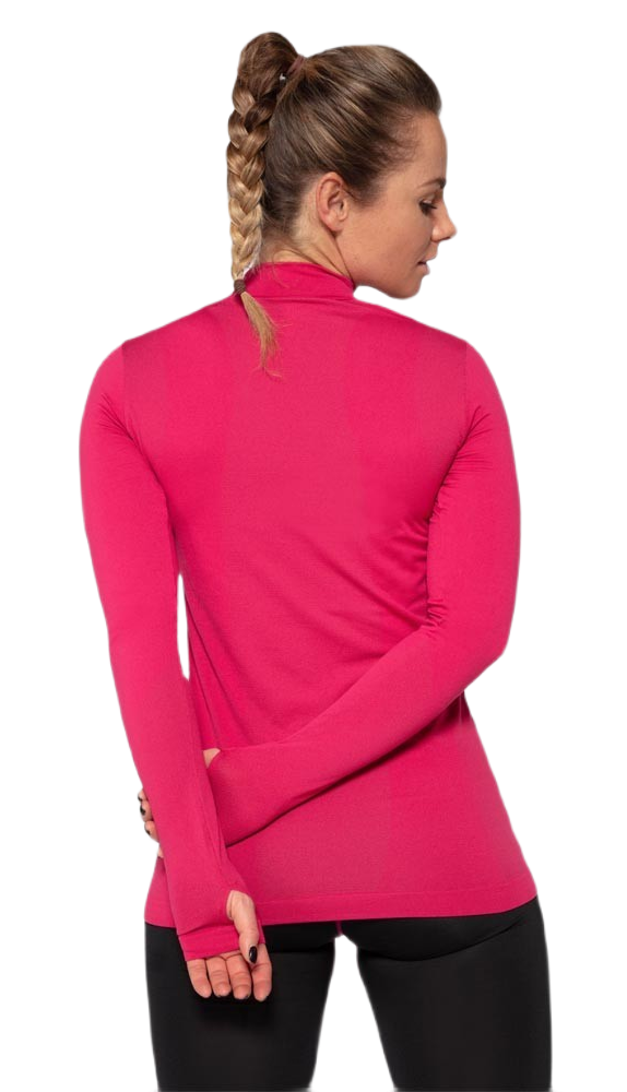 Tee-shirt à manches longues de sport 1-4 zip respirant et proche du corps femme Higher State Rose (2)