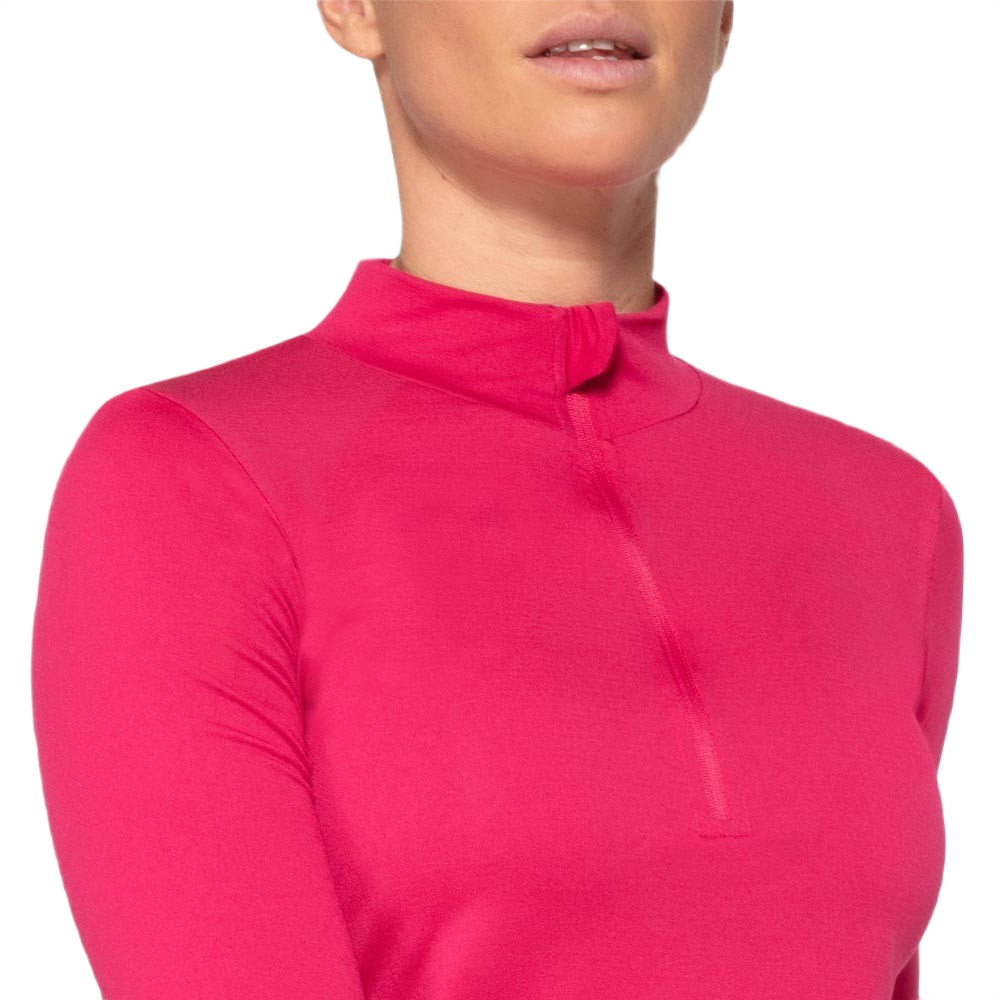 Tee-shirt à manches longues de sport 1-4 zip respirant et proche du corps femme Higher State Rose (3)