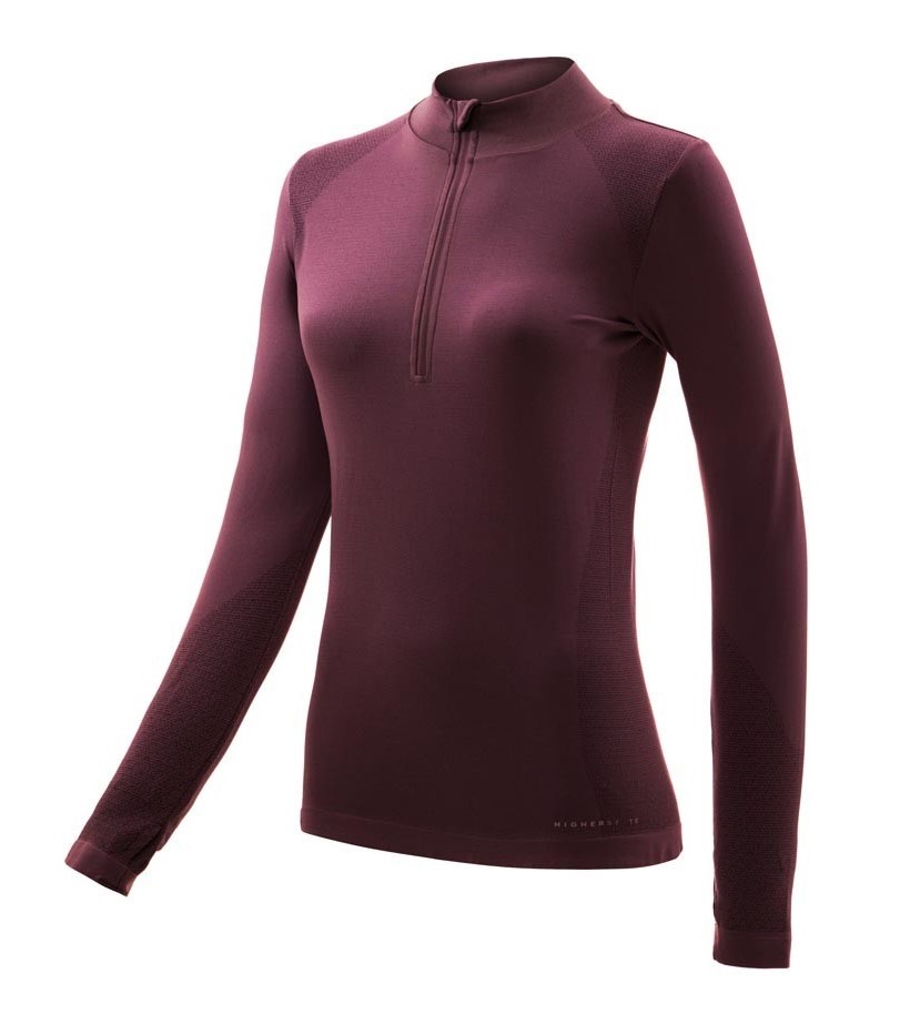 Tee-shirt à manches longues de sport 1-4 zip respirant et proche du corps femme Higher State Violet mûre (1)