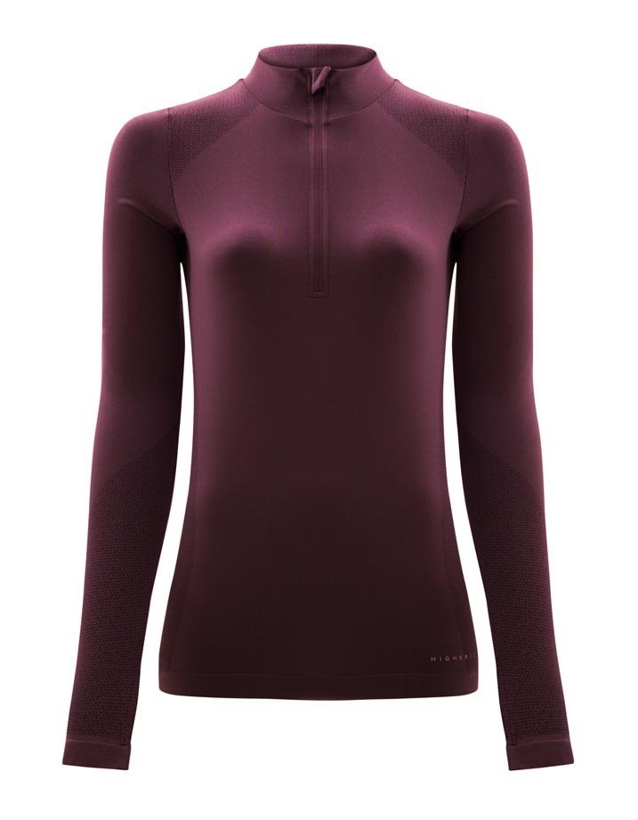 Tee-shirt à manches longues de sport 1-4 zip respirant et proche du corps femme Higher State Violet mûre (2)
