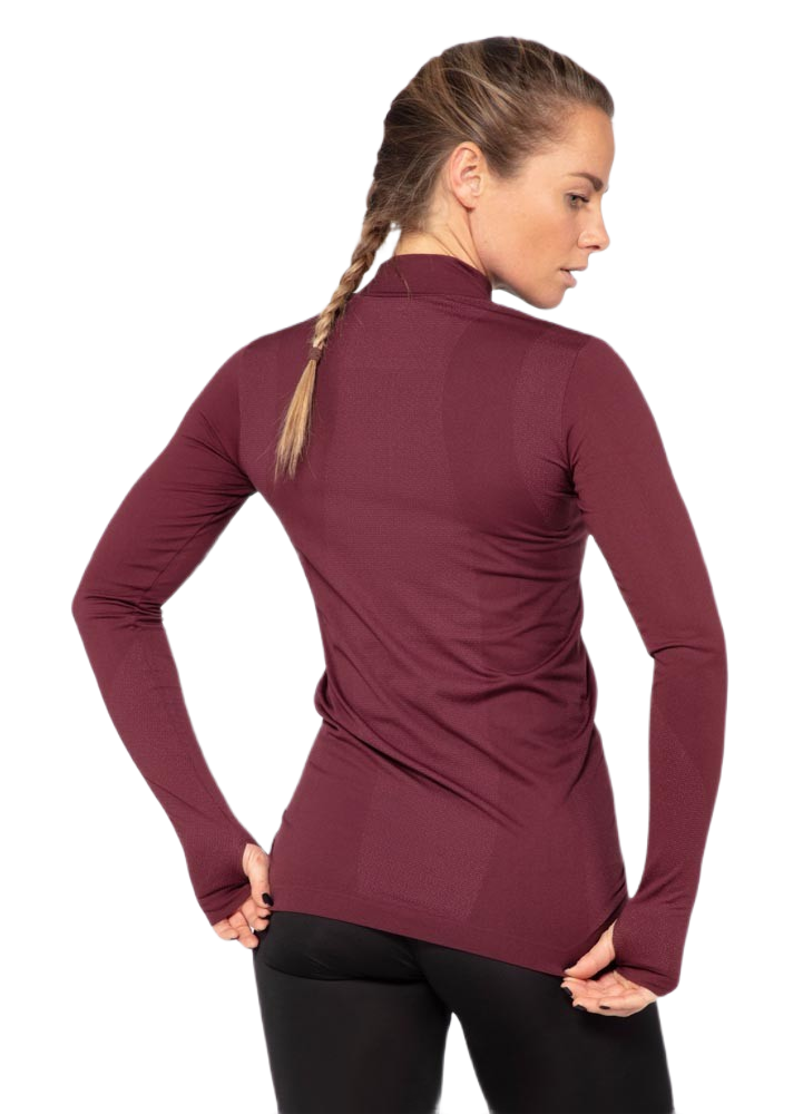 Tee-shirt à manches longues de sport 1-4 zip respirant et proche du corps femme Higher State Violet mûre (2)