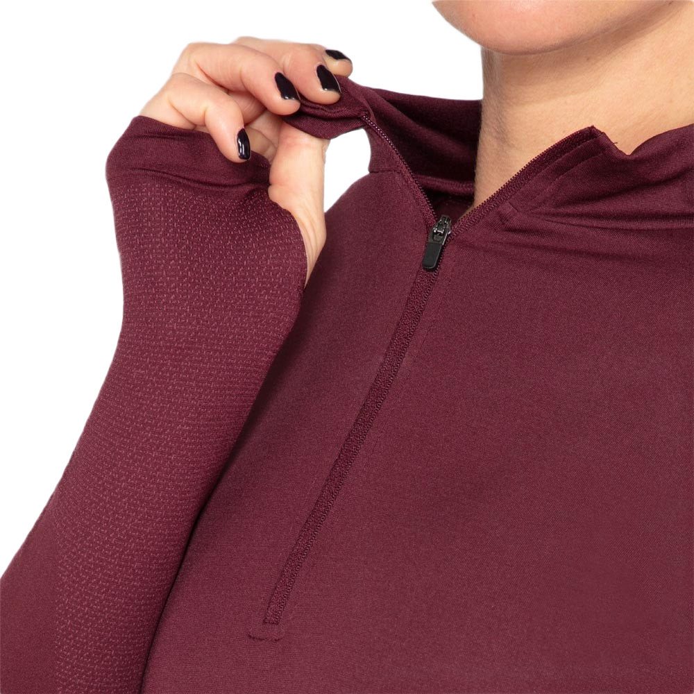 Tee-shirt à manches longues de sport 1-4 zip respirant et proche du corps femme Higher State Violet mûre (4)