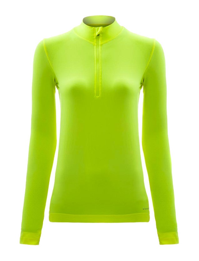 Tee-shirt à manches longues de sport 1-4 zip respirant et proche du corps femme Higher State Jaune fluo (2)