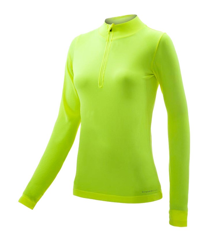 Tee-shirt à manches longues de sport 1-4 zip respirant et proche du corps femme Higher State Jaune fluo (1)