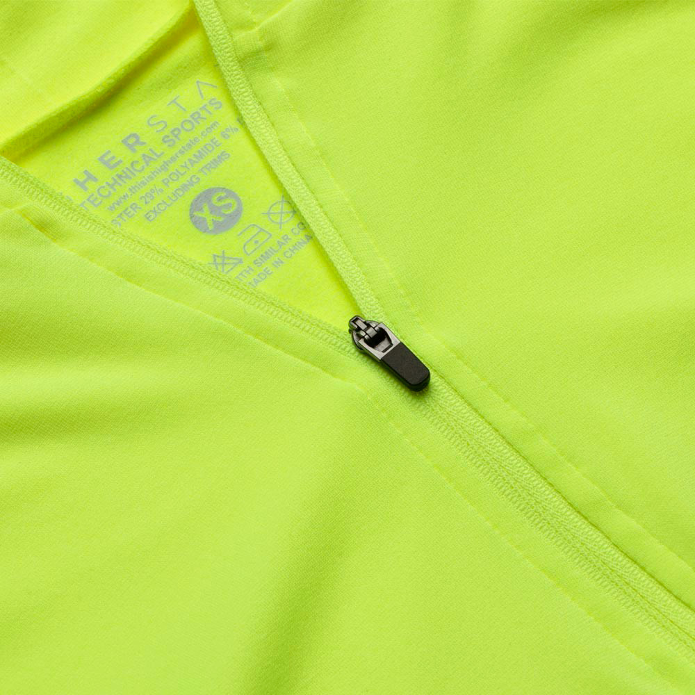 Tee-shirt à manches longues de sport 1-4 zip respirant et proche du corps femme Higher State Jaune fluo (5)